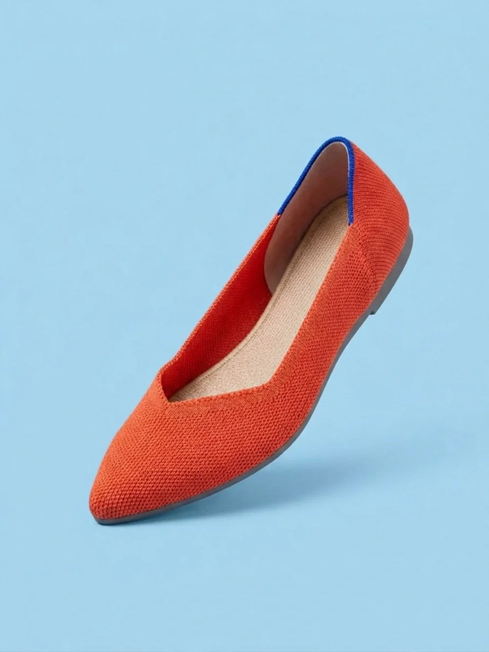 Rothy's Bright Orange Pointed Knit Flats - Picture 2 of 6